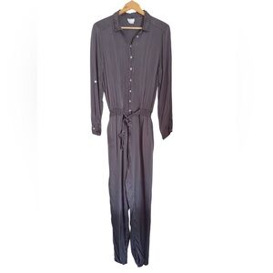 Anthropologie Ghost London Gray Long Sleeve Roll-tab Jumpsuit size M